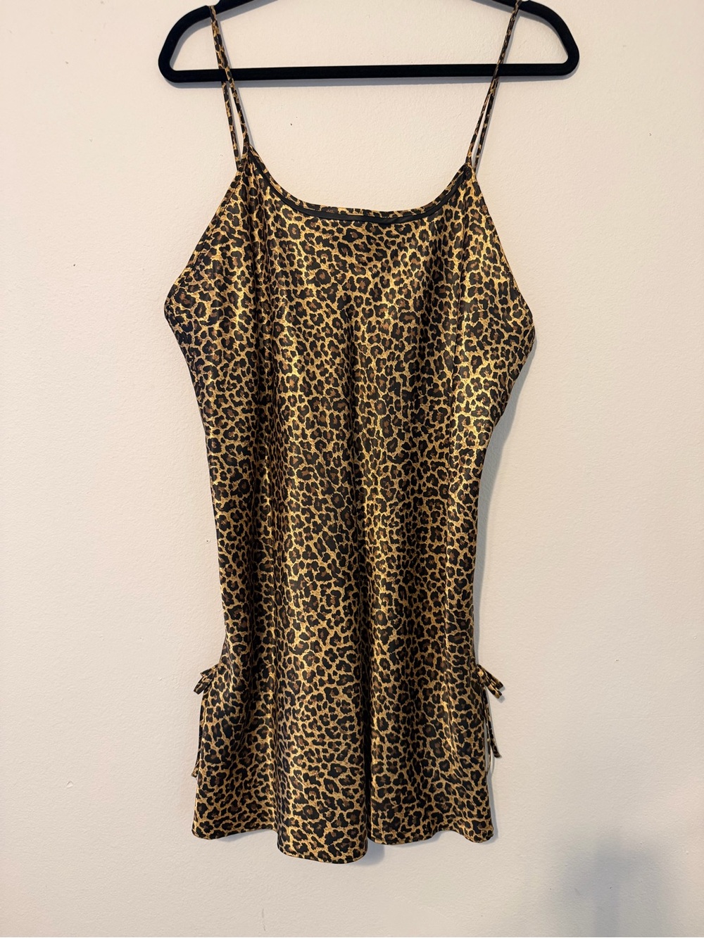 Vintage Gillian & O’Malley Leopard Print Slip Dress Lingerie Side Slits Large